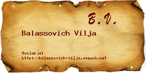 Balassovich Vilja névjegykártya